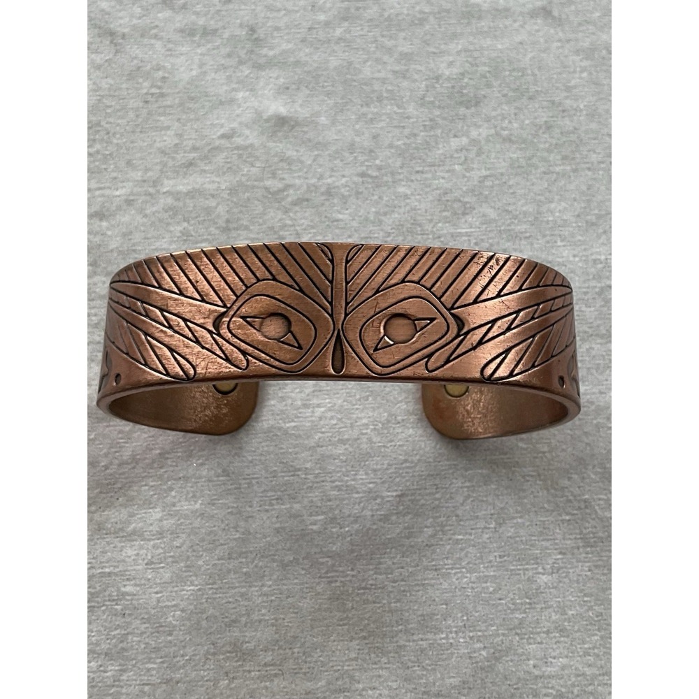 Hummingbirds By Gordon White Haida Native Copper Cuff Bracelet Estate Jewelry - Picture 3 of 7